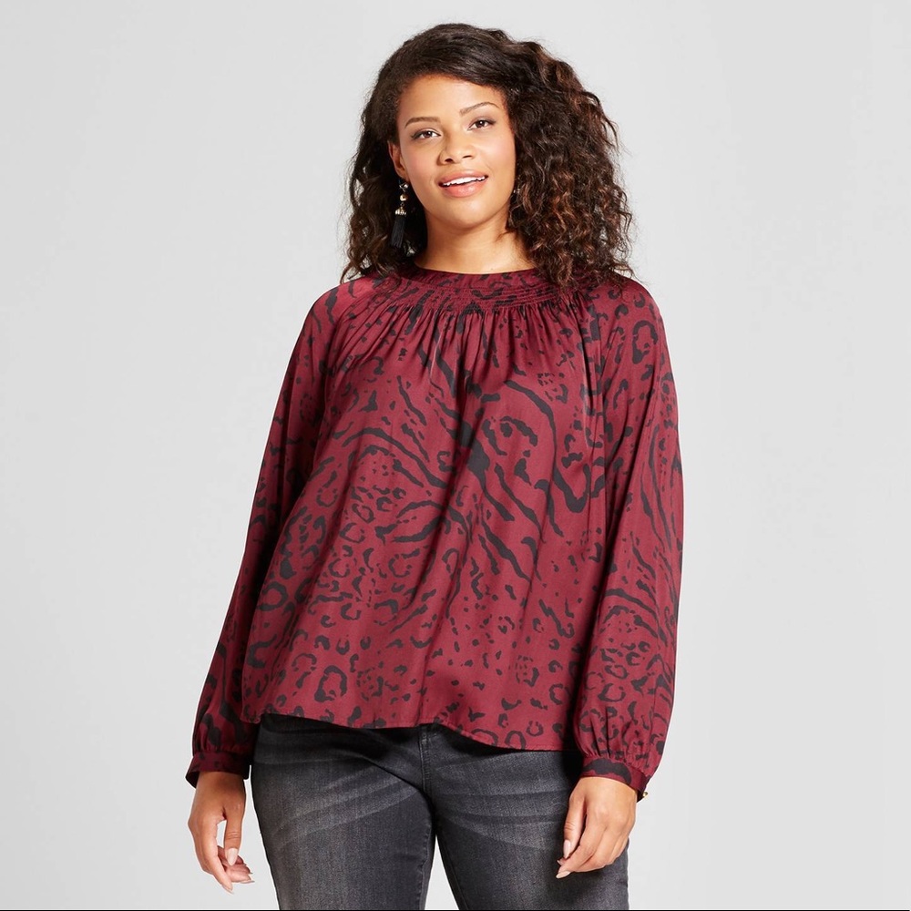 Ava & Viv Loose Fit Burgundy Top X